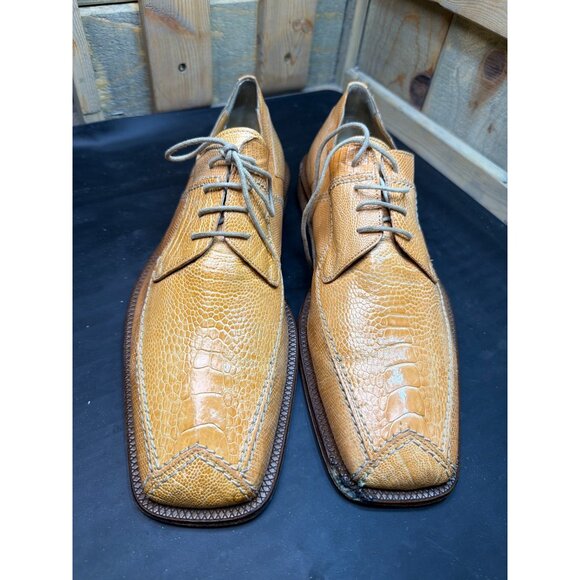 David Eden Mens Exotic Genuine Lizard Leather Shoes Size 8.5 Tan Mustard main image 5